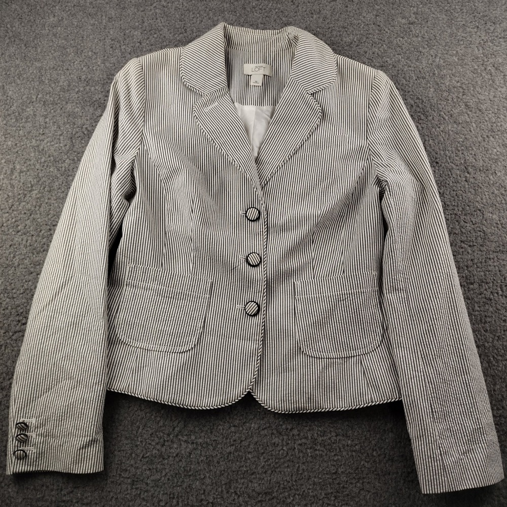 LOFT Black and White Pinstripe Blazer